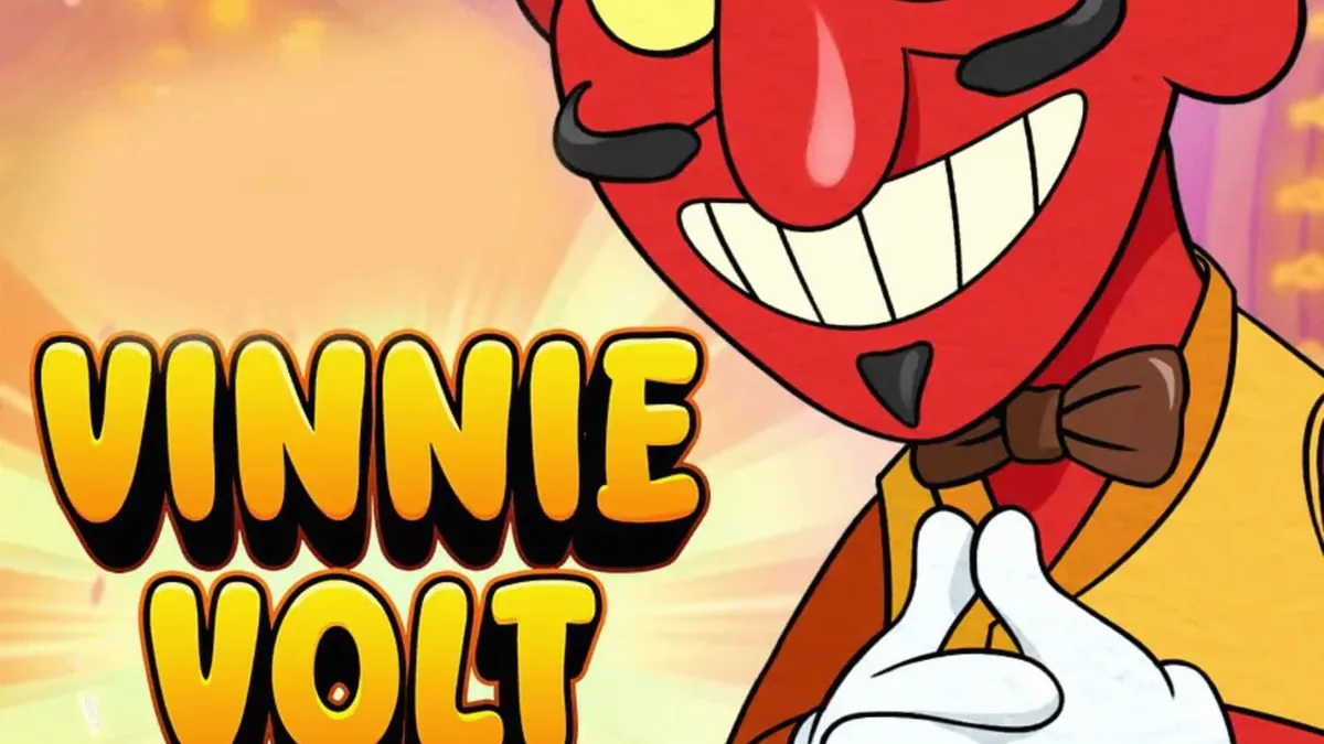 Vinnie Volt: Devil Wilds slot machine interface featuring the dapper devil character