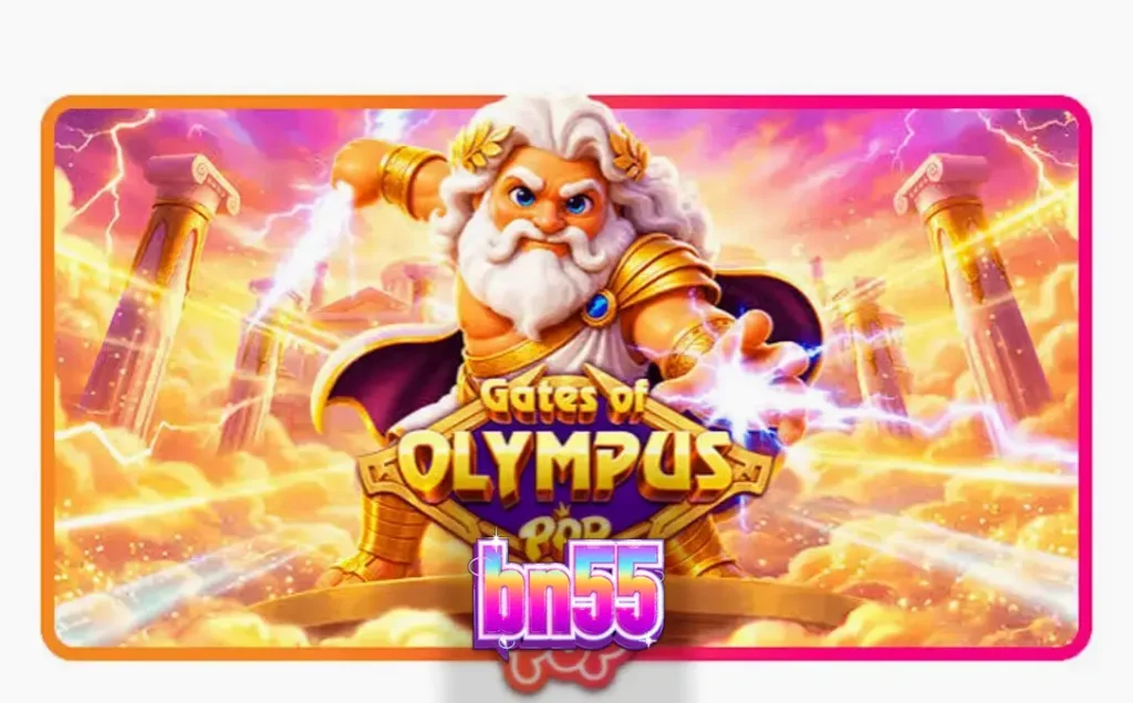 Gates of Olympus POP slot machine interface showing golden Greek mythology theme
